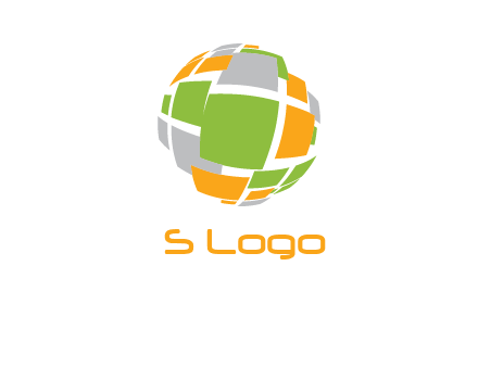 square pieces forming a globe logo