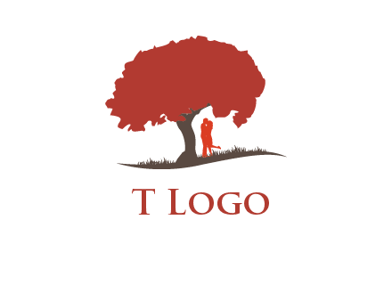 couple kissing under a tree logo