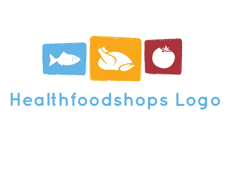 tomato, poultry and fish in squares logo