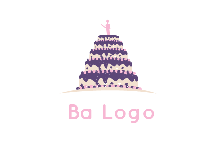 5 tier or layer cake with a figurine logo