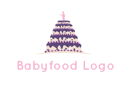 5 tier or layer cake with a figurine logo