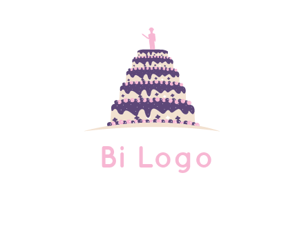 5 tier or layer cake with a figurine logo