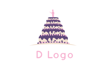 5 tier or layer cake with a figurine logo