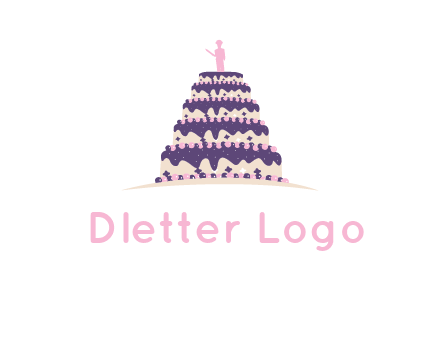 5 tier or layer cake with a figurine logo