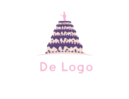 5 tier or layer cake with a figurine logo