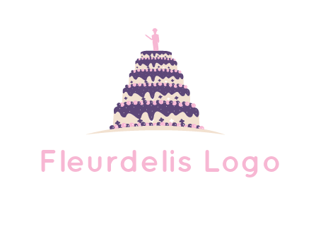 5 tier or layer cake with a figurine logo