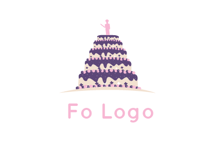 5 tier or layer cake with a figurine logo