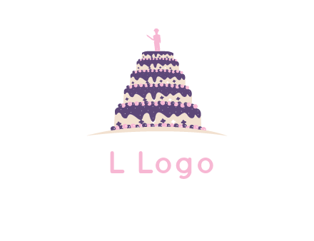 5 tier or layer cake with a figurine logo