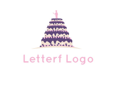 5 tier or layer cake with a figurine logo