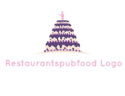 5 tier or layer cake with a figurine logo