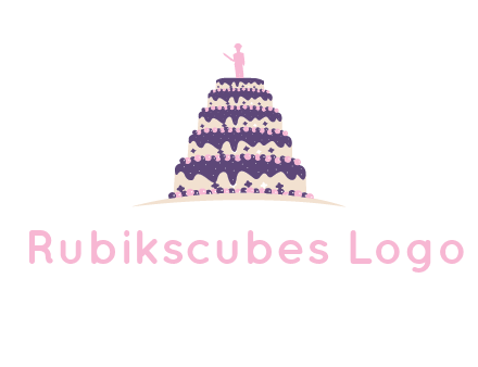 5 tier or layer cake with a figurine logo