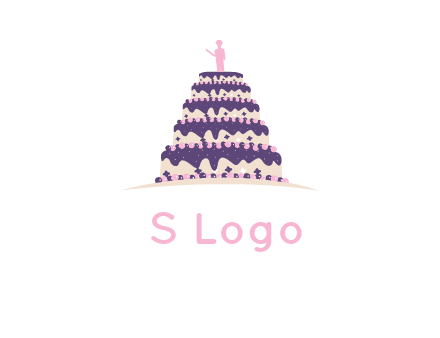 5 tier or layer cake with a figurine logo