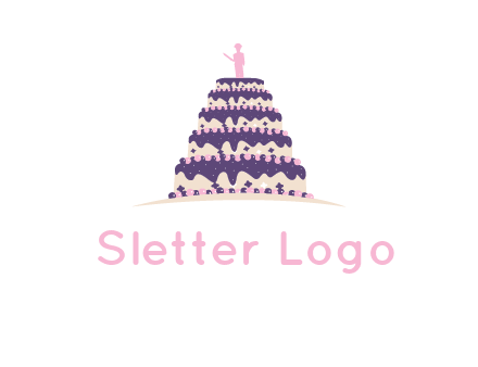 5 tier or layer cake with a figurine logo