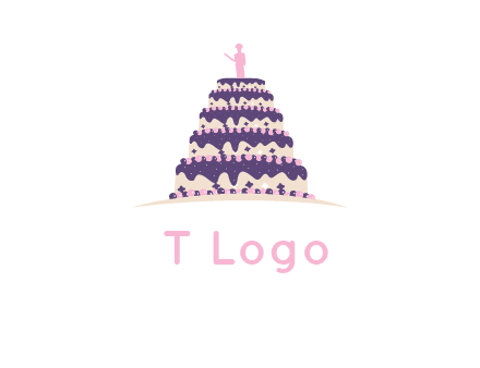 5 tier or layer cake with a figurine logo