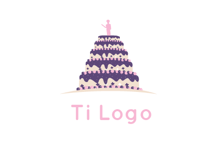 5 tier or layer cake with a figurine logo