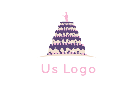 5 tier or layer cake with a figurine logo