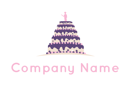 5 tier or layer cake with a figurine logo