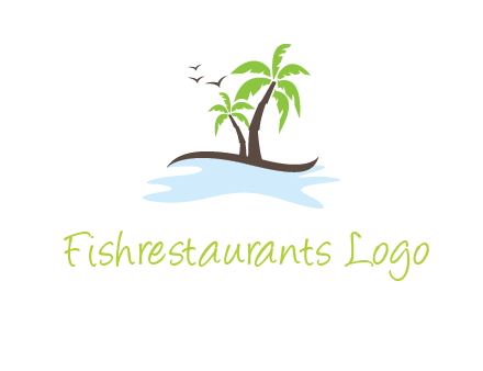 island with palm trees logo