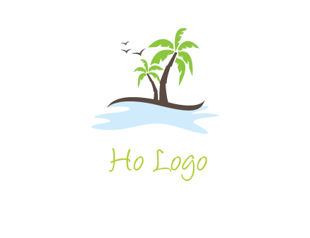 island with palm trees logo