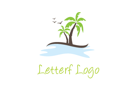 island with palm trees logo