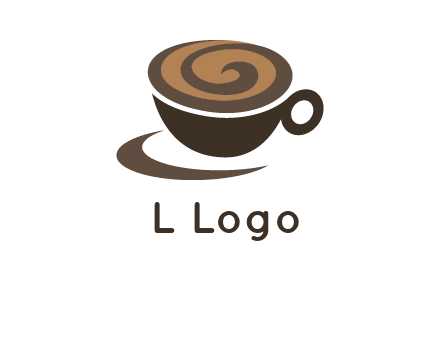 coffee cup with swirl below to depict a saucer logo