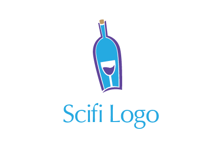 goblet inside wine bottle logo