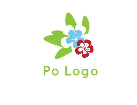 periwinkle flowers with leaves logo