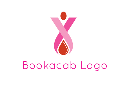 upside down breast cancer ribbon with dot and drop of blood logo