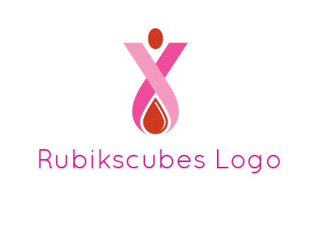 upside down breast cancer ribbon with dot and drop of blood logo