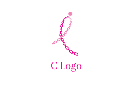 break cancer ribbon logo with dot and chain links