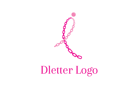 break cancer ribbon logo with dot and chain links