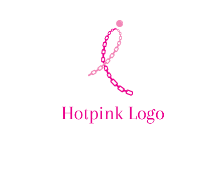 break cancer ribbon logo with dot and chain links