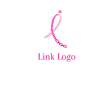 break cancer ribbon logo with dot and chain links