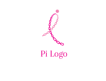 break cancer ribbon logo with dot and chain links