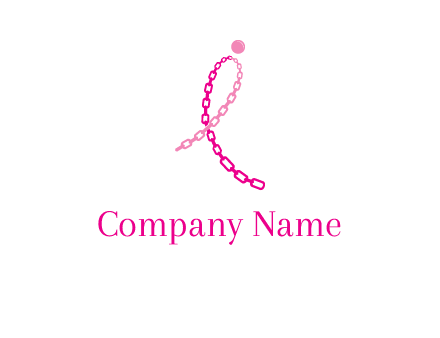 break cancer ribbon logo with dot and chain links