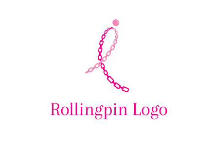 break cancer ribbon logo with dot and chain links