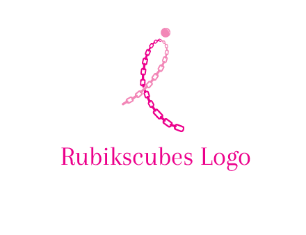 break cancer ribbon logo with dot and chain links