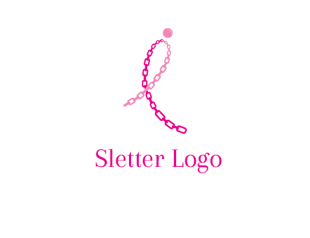 break cancer ribbon logo with dot and chain links