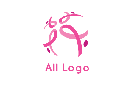 world logo with breast cancer ribbons and dots