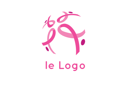 world logo with breast cancer ribbons and dots