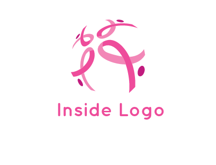 world logo with breast cancer ribbons and dots