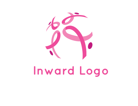 world logo with breast cancer ribbons and dots