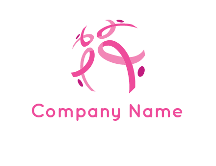 world logo with breast cancer ribbons and dots