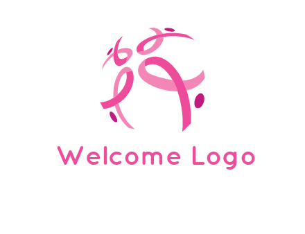 world logo with breast cancer ribbons and dots