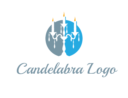 candelabra with crystals and burning candles logo