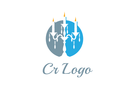 candelabra with crystals and burning candles logo