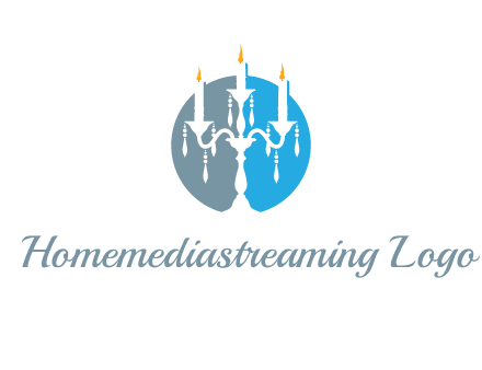 candelabra with crystals and burning candles logo