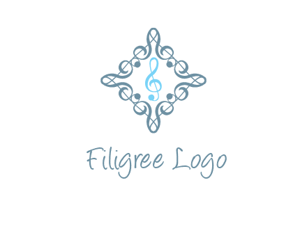 music note inside filigree tile logo