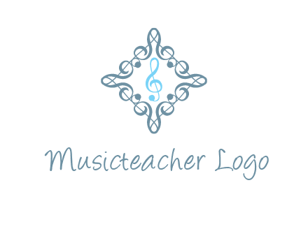 music note inside filigree tile logo