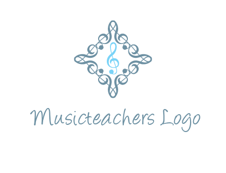 music note inside filigree tile logo